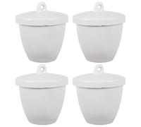 SEWOART Set 4 Pezzi Crogioli in Ceramica Bianco con Coperchio 100ml Resistente alla Corrosione Chimica Alta Precisione per Laboratori e Industria Farmaceutica