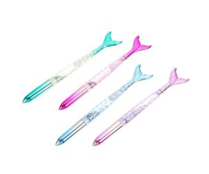 SEWOART Set da 4 Penne a Sfera Nere a Forma di Sirena in Plastica, per Studenti, Perfette per Drawing e Note Making Durante la Back To School Party