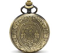 SEWOR classico intagliato Shell quadrante orologio da tasca con movimento al quarzo giapponese moda doppia catena (Bronzo)