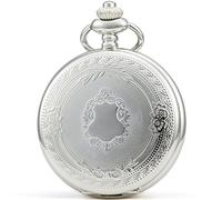 SEWOR classico modello vento meccanico della mano orologio da tasca + scatola regalo in pelle Best (argento)