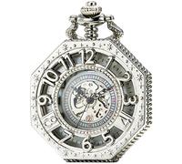 SEWOR, orologio da tasca ottagonale, in stile anticato traforato con numeri arabi, movimento meccanico (Nero Argento Rame rosso Bronzo)