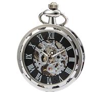 SEWOR unico volto vento meccanico della mano orologio da tasca (nero argento)