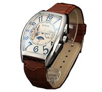 SEWOR uomo Tourbillon Moon Phase meccanico automatico orologio da polso con fascia in vetro rivestimento blu (Bianco 2)