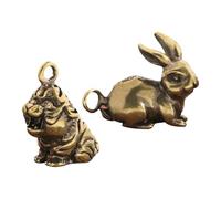 Sewroro 2 Pezzi Mini Vintage Brass Bunny And Tiger Charms For Jewelry Making Small Animal Pendants For Necklace Bracelet Handbag DIY Craft Accessories