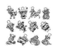 Sewroro 36 Pezzi Ciondoli Artigianali Simboli Zodiacali Cinesi in Lega Accessori Pendenti per Bracciali Collane e Portachiavi Te Decorazioni Durevoli per Gioielli e Creazioni