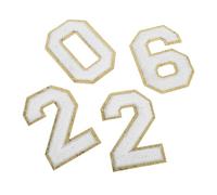 Sewroro 4 Pezzi Toppe Numeri in Poliestere Ricamate con Oro Patch Termoadesive per Cappelli e Zaini Decorazione Te e Facile da Applicare