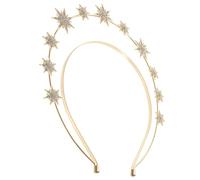 Sewroro Cerchietto a Stella a Sei Punte Doppio Strato Copricapo da Donna Strass Dorati Cerchietto per Chioma da Sposa Leggero e Compatto per Feste Fidanzamenti e Matrimoni