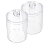 Sewroro Contenitore per Cotton Fioc e Scatola per Tamponi in Acrilico Trasparente Coperchio Ermetico Set da 2 Pezzi Compatto e Salvaspazio Organizer per Bagno e Trucco
