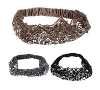 Sewroro Fasce per Chioma in Pizzo Perle da Donna Set da 3 Larghe Fasce Antiscivolo per Coprire Chioma Grigi Fascia Turbante Elegante e Morbida per Uso Quotidiano e Occasioni Formali