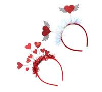 Sewroro Fascia per Chioma da Donna a Forma di Cuore Rossa Set 2 Pezzi, Accessori per Chioma Leggeri e Morbidi per Festa di San e Compleanno