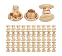 Sewroro Kit 100 Rivetti a Doppio Tappo in Metallo Dorato, Bottoni Automatici Rotondi per Lavorazione Pelle, Chiusura a Bottone Decorativa per Borse, Cinture e Accessori Fai da Te