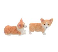Sewroro Mini Statuette di Cani Corgi in Resina 2 Pezzi Ornamento per Cruscotto Auto e Decorazione da Tavolo Miniature di Animali Compatte per Appassionati e Collezionisti di Statuette