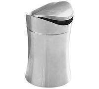 Sewroro Piccolo Cestino Coperto in Acciaio Inox Lucido con Coperchio, Cestino da Banco Compatto per Bagno, Ufficio e Cucina, Mini Pattumiera per Piano di Lavoro con Design Moderno