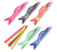 Sewroro Set 6 Maniche a Vento da Esterno a Forma di Carpa Giapponese, Decorazioni per Feste e Giardino, Tessuto Leggero Colorato, Facili da Appendere per Terrazza e Cortile