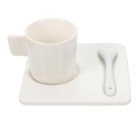 Sewroro Set di Tazze da Caffè in Ceramica 80Ml Piattino e Cucchiaino Tazze da Espresso Ergonomiche per Uso Domestico Adatte per Tè Latte e Bevande Calde