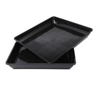 Sewroro Sottovaso per Piante da Interno in PP Resistente Set 2 Pezzi Nero 35 CM Vassoio Rettangolare per Fioriere Senza Fori Piatto di Drenaggio per Vaso Base Stabile per Balcone e