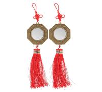 Sewroro Specchio Bagua Feng Shui in Bronzo da 7 CM Set 2 Pezzi con Simboli Zodiacali e Tai Chi Ornamento Tradizionale Cinese da Appendere per Armonia e Fortuna in Casa