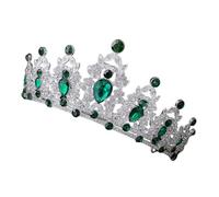 Sewroro Tiara Corona Barocca da Sposa Strass Verde Argento Accessorio Chioma Cerimonia Elegante per Matrimoni Feste e Compleanni Regalo Raffinato per Donne e Principesse