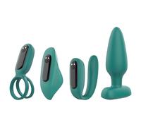 Sex HD - set vibratore 4 pezzi ricaricabile con telecomando - verde
