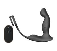Sex HD Virgil - vibratore prostatico nero con anello per pene e testicoli