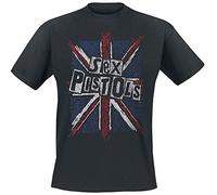 Sex Pistols Union Jack Uomo T-Shirt Nero 100% Cotone Regular