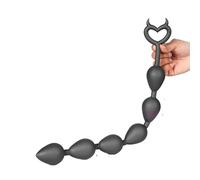 Sex Toys Anal Beads 5/6/7 Anal Balls Liquid Silicone Soft Long Butt Plug 18+ Women Men Adult Anal Plug Sex Toys Prostate Massage(Black M)