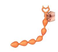 Sex Toys Anal Beads 5/6/7 Anal Balls Liquid Silicone Soft Long Butt Plug 18+ Women Men Adult Anal Plug Sex Toys Prostate Massage(Gold M)
