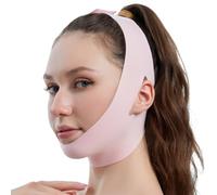 SexxLady Fascia viso lifting,Maschere Riutilizzabili a V,Maschera lifting doppio mento,Vestibilità leggera, elasticizzata, rosa
