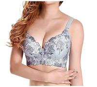 Sexy Adjustable Push Up Bra with Embroidery for Women, Blue, 10(Gray,6)