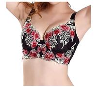 Sexy Adjustable Push Up Bra with Embroidery for Women, Gray, 10(Black,6)