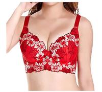 Sexy Adjustable Push Up Bra with Embroidery for Women, Gray, 10(Red,6)