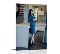 Sexy Asian Girl Standing in The Kitchen Drinking Water Bedroom 20 x 30 cm