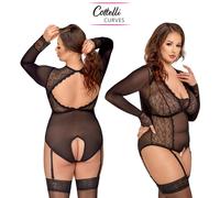 Sexy Body Nero Trasparente Taglie Comode Curvy - Crotchless Body XL/2XL/3XL/4XL