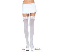 SEXY calze bianche fiocco raso TAGL. GRANDI 46/54 intimo lingerie fashion GLAM
