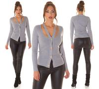 Sexy cardigan donna cut out scollo bottoni dorati maglione scollo a v manica lun