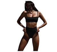 Sexy Costume da Bagno Donna Bandeau Set Push Up Bikini Beachwear Regolabile Costumi Brasiliano Vita Bassa Due Pezzi Mare e Piscina Bikini con Stampa Floreale a Foglia costume donna seno grande Piscina