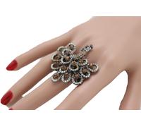 Sexy Donna Peltro Metallo Sposa Moda Marrone Pavone Anello Animale Nuziale