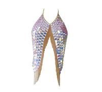 Sexy estate strass fatti a mano glitter reggiseno petto catena corpo gioielli donna, Uniform Size, Perla Perla Acciaio al titanio, Nessuna pietra preziosa
