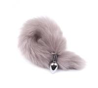 Sexy Fox Tail Butt Plug Anal Toys For Women Men Stainles Steel Smooth Anal Plug Anus Stimulate Adult Product Sex Accessories(Gray)