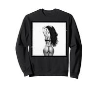 Sexy Girl Graphic Tee Bruna Bikini Modello w/Capelli Lunghi BW Felpa