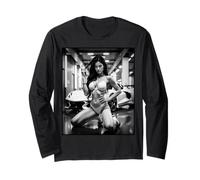 Sexy Girl Graphic Tee - Sexy Latina Bikini Modello & Auto BW Maglia a Manica
