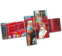 Sexy Girls Santa Truck Christmas MULTI TELA parete arte foto stampa
