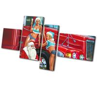 Sexy Girls Santa Truck Christmas MULTI TELA parete arte foto stampa
