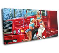 Sexy Girls Santa Truck Christmas SINGLE TELA parete arte foto stampa