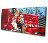 Sexy Girls Santa Truck Christmas SINGLE TELA parete arte foto stampa