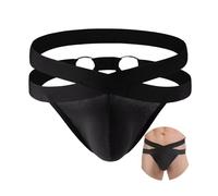 Sexy Jockstrap Uomo Gay Sissy Tanga Cotton G-String Erotico Uomo Lingerie Grandi Taglie Ouvert String Thong Hollow Out Biancheria intima con anello in metallo Sport Slip Jock Strap Elastico Double