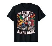 Sexy Latina Donna Motociclista Babe Inchiostrato Tatuaggio Giro Maglietta