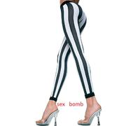 SEXY Leggings Righe Pantacollant Bianco/Neri Collant tagl. unica Fashion GLAMOUR