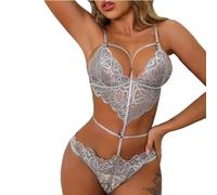 Sexy Lingerie Donne Slip Aperti Regolabili Vestito Sexy Donne Incontri Cintura Vestito Sexy per Le Donne Pizzo Collo Basso Biancheria Intima Erotica Sesso Moda Donne F-Silver Grey M