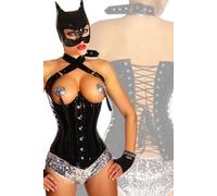 Sexy Maschera Gatta Cat Woman PVC Nera Mascherina Feste Carnevale Travestimento